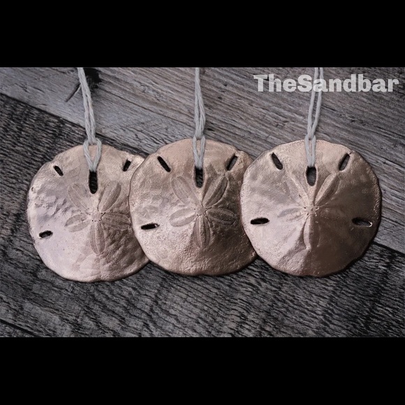 Rose Gold Ornament Set of 3 - Metallic Sand Dollar Ornament Gift Set - Picture 3 of 4